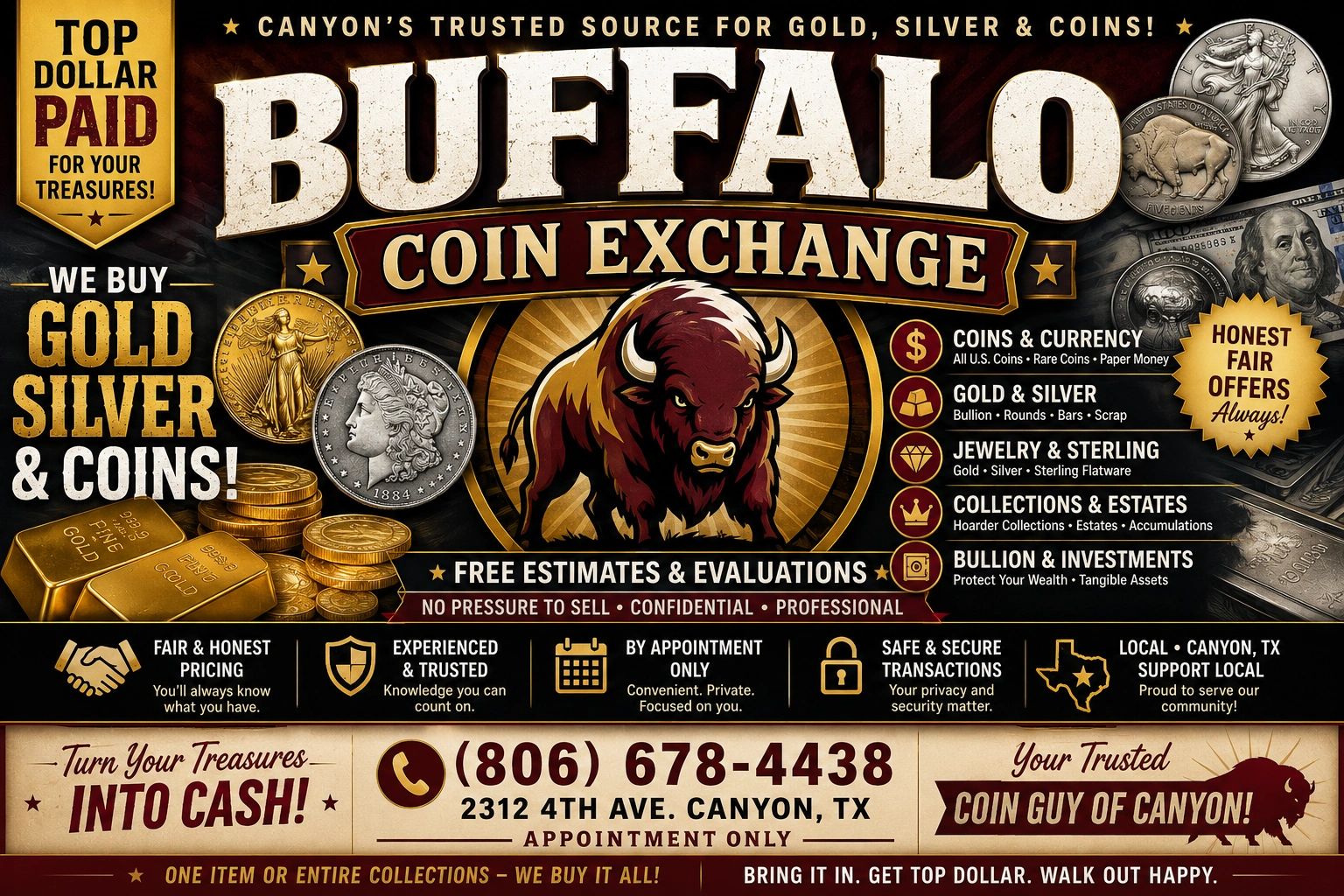 Coin dealer evaluating precious metals